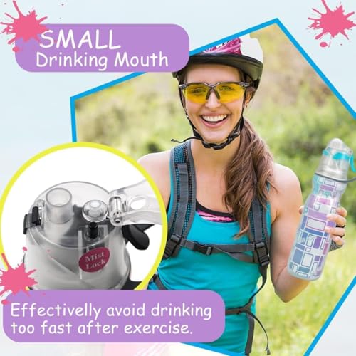 Aputue Spray Water Bottle Kids, 590ml Leakproof Bpa Free Misting Water Bottle, Kids Cool Misting Water Bottles, Suitable for Cycling and School, Safe and Non-toxic Spray Cooling Bottle