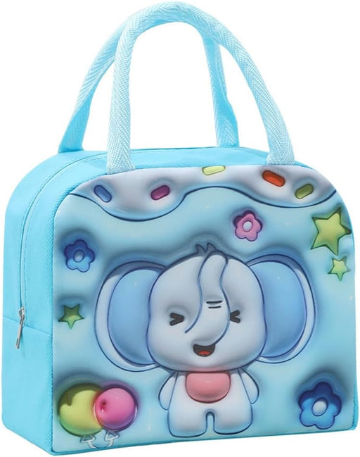 Lunch Bag for Kids School,Insulated Lunch Box Bag For Girls Boys,Multiple Color and Pattern Options,Water-Resistant,Reusable,Lightweight & Durable Lunch Tote (Midnight Blue-Space) - Blue-Elephant