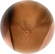 14K Gold Heart Pendant Necklace for Women Dainty Star Necklace Tiny Evil Eye Choker Necklace Boho Crescent Moon Necklace Minimalist Jewelry - Small Heart-Gold