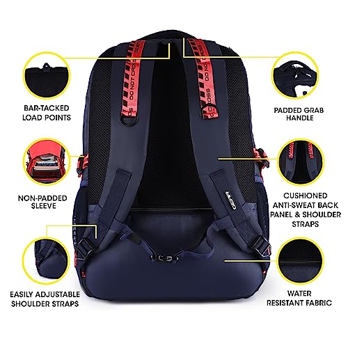 Gear MAXPRO 45L LARGE SCHOOL BAG/CASUAL BACKPACK/DAYPACK/COLLEGE BAG FOR BOYS/GIRLS (NAVY-RED)