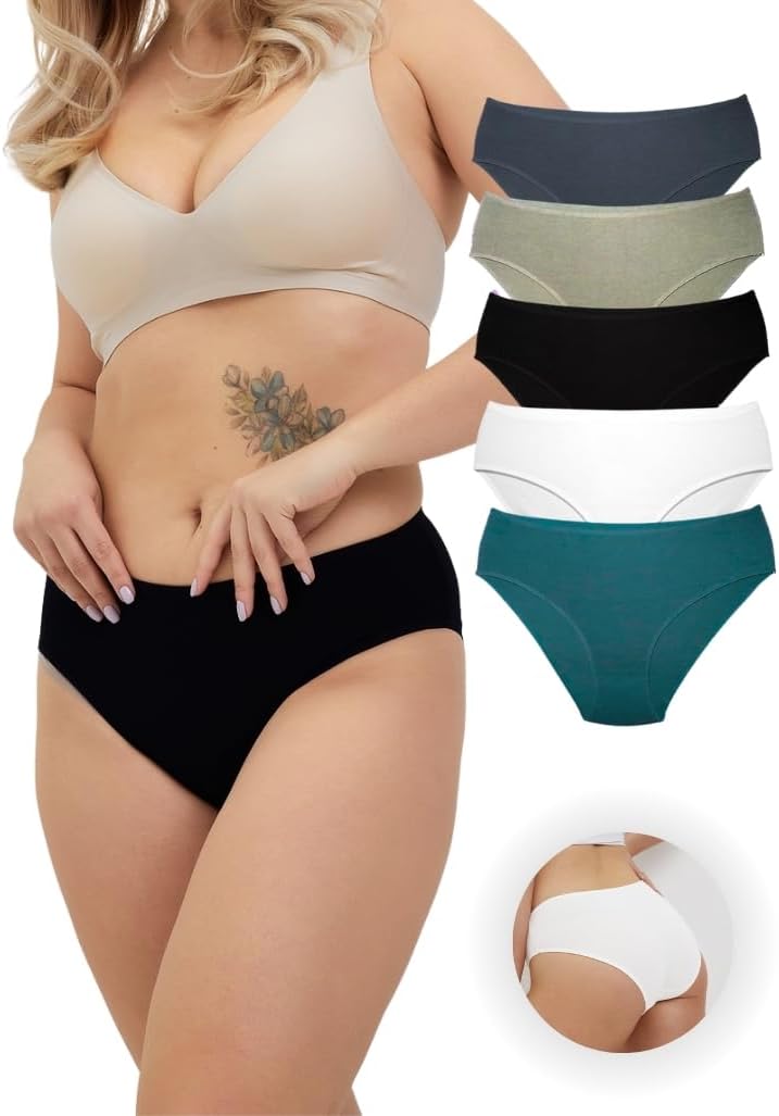 ALYA UNDERWEAR Premium Underwear for Women, Mid Rise Women’s Knickers, Breathable Organic Cotton Panties for Women, Comfortable Ladies Knickers