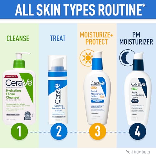 CeraVe Hydrating Facial Cleanser | Moisturizing Non-Foaming Face Wash with Hyaluronic Acid, Ceramides and Glycerin | Fragrance Free Paraben Free | 16 Fluid Ounce