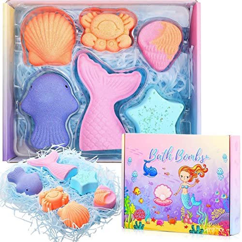 2 Pcs Mermaid for Kids | Kids Organic Cartoon Shell Star Whale for Girls Women,6 Pieces Gift Set for Holiday Christmas Birthday Valentine's Day