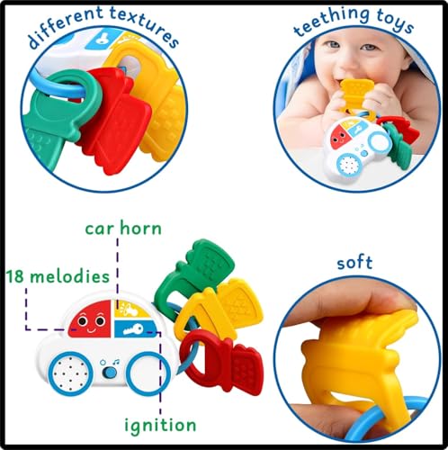 Baby Musical Toy Car with Teether | BPA-Free Push Toy with Engine Sound, Horn & Melodies | Educational Infant Toy for 6-18 Months | Baby Gift for Boys & Girls, UAE
