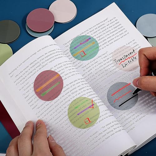 AJIODA Transparent Sticky Notes, 400Pcs Morandi Cute Round Clear Sticky Tabs, Translucent Book Markers Colorful Page Flags Stickers, Bible Journaling Accessories Aesthetic Office School Supplies