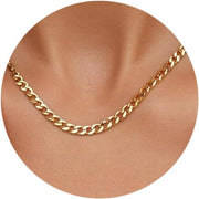 Minimalist Thin Gold Chain 18K Gold Thin Box Chain Necklace Short Small Gold Chain Choker Necklaces for Women - Gold Box Chain 17 Inch Style K