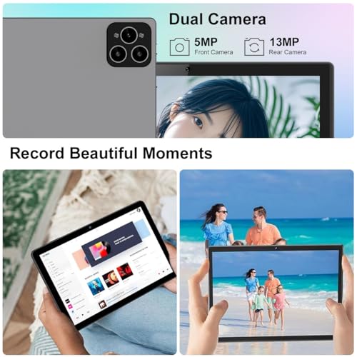 Crelander 10.1 Inch Android 13 Tablet with SIM Card Slot 4G LTE Calling,12GB, 8000mAh Battery, Dual Camera, Bluetooth/WiFi, Bundle with Case, Keyboard, Mouse & Stylus (Grey Black)