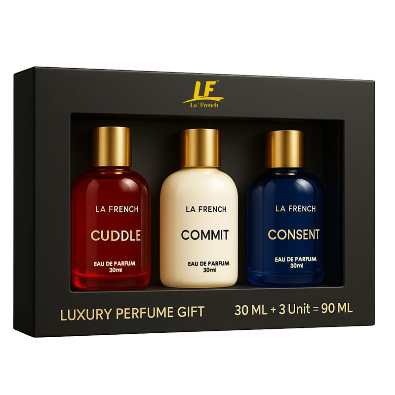 La French Perfume Gift Set for Women 3x30 ML Cuddle Commit & Consent Perfume Scent | Long Lasting EDP Fragrance Scent | Date night fragrance | Ideal Gift for Women