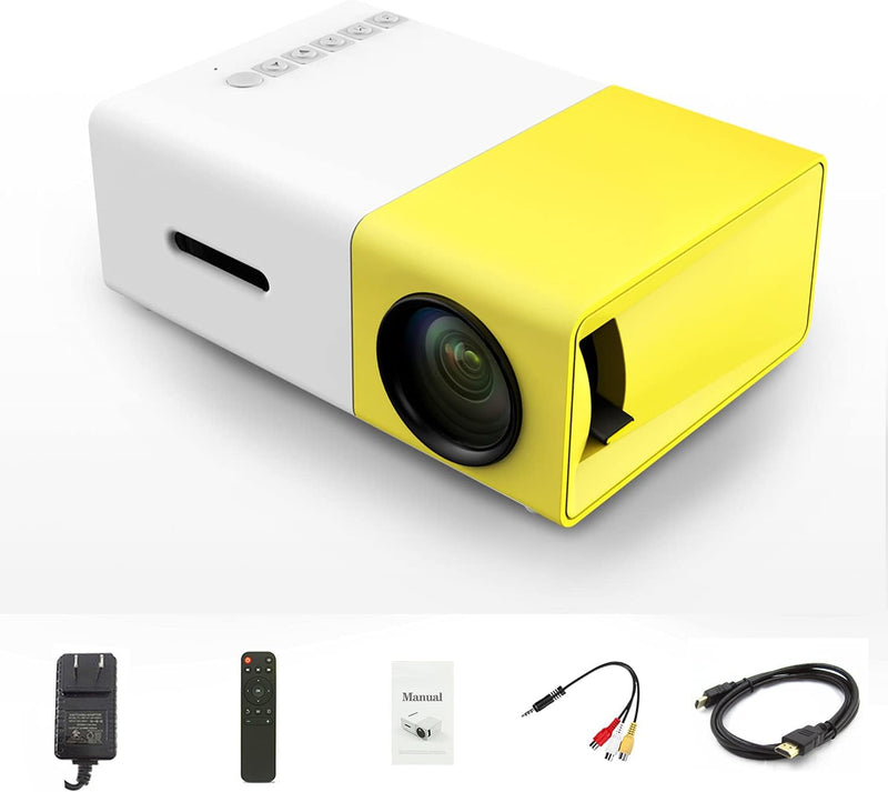 Mini Projector,Portable Projector for iPhone,Kids Gift,Small Outdoor,Led Video Projectors for Home Theater Movie with HDMI USB TV and Remote Contro YG300 PLUS l