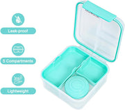 3/4/5 Compartment Convertible 1250ml Bento Lunch Box with 150ml Gravy Bowl - Green
