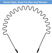 XINGZHE Metal Hair Bands for Men Women's Headbands, Unisex Black Wavy Spring Sports Headband for Men's Hair Band Hoop Clips Women Accessories Simple Elastic Non Slip Wide Headwear Bandeau Outdoors