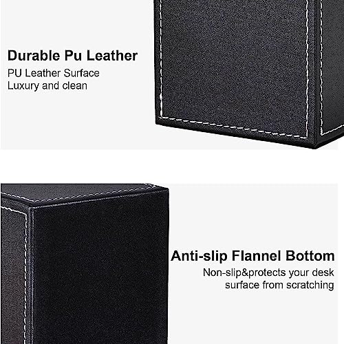 X spring PU Leather Square Pen Holder, Pencil Cups Desk Accessories Organizer, Office Stationery Supplies Organizer, Pens Organizer for Desk, Pencils Holder Cup for Office Supplies Organized (Black)