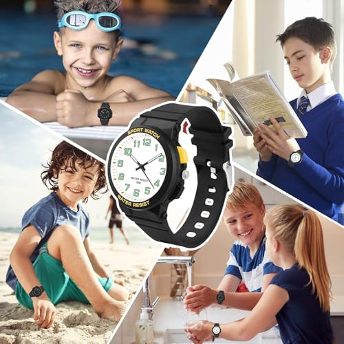 Azonee Kid's Watch, Outdoor Sports Kids Waterproof Watch, Kid's Analog Watch Easy-to-Read Time Teaching Large Dial, Analog Watch for Boys Girls