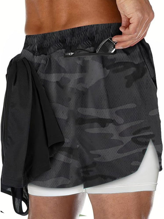 VITION Gym Shorts for Men, Men's Activewear Running Shorts,Drawstring Gym Shorts Men, 2 Layer Loose Athletic Shorts with 4 Pockets