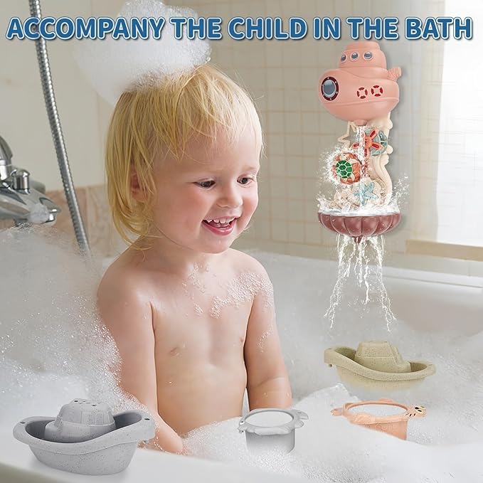 Tazweeq Toddler Bath Toys, Mouldless Bath Cup Toys, Bathtub Shower Toys, Birthday Gifts for Boys and Girls
