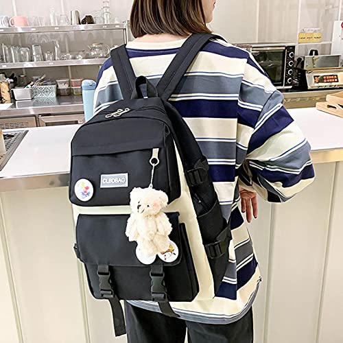 4 PCS Set Backpack With Kawaii Pin And Accessories, Cute Children's Backpacks Kawaii School Bag Handbag Tote Bag Kawaii Aesthetic Backpack
