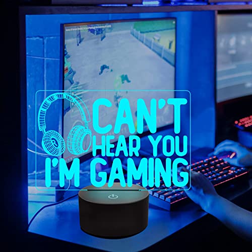 NALACAL Can't Hear You I'm Gaming Night Light, Headset Graphic Video Games Gamer Gift Funny 3D Illusion Lamp 16 Colors Changing Touch & Remote Control for Men Gamers Teenagers and Kids