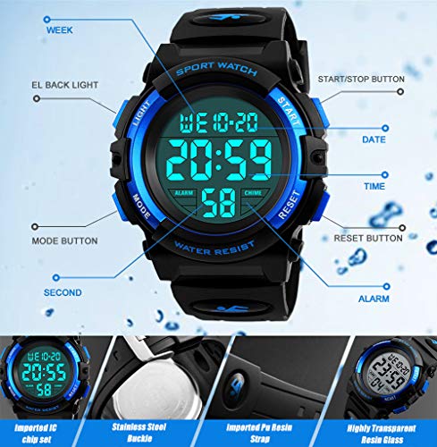 KIDPER Kids Digital Watch, Boys Sports Waterproof Led Watches With Alarm Wrist Watches For Boy Girls Children
