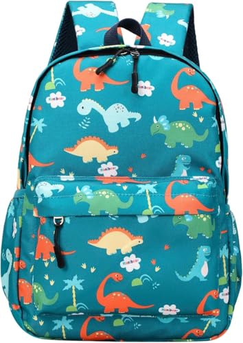 Mini Dinosaur Kids Backpack, Boys Girl Toddler school Bag Kindergarten Canvas Rucksack, Holiday Travel Bookbag Outdoor Daypack for 3-6 Year Old (Green)