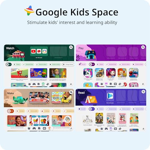 Plimpton Kids Tablet Android 14, 10 inch with Google Kids Space, 2GB RAM/64GB Storage, 4-core, 6000mAh Battery, Parental Control, WiFi, PlimPad Tablet (Blue)