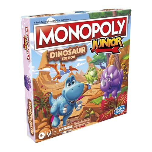Monopoly Junior Dinosaur Edition Board Game for 2-4 Players, Kids Fun Toys, Multicolor