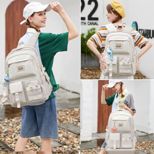 TOMVAES Laptop Backpacks School Bag, Off-white (15.6in) Large