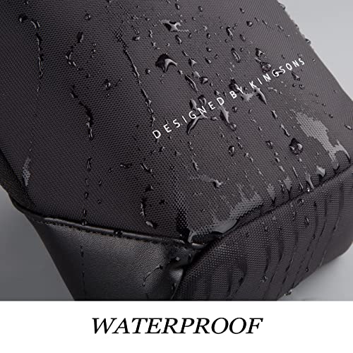 Kingsons Sling Bag Small Crossbody Backpack for Men Waterproof Chest Shoulder Bags Casual Daypack for Travel Cycling, Ks3211, Small, Stylish Simple Black Sling Bag
