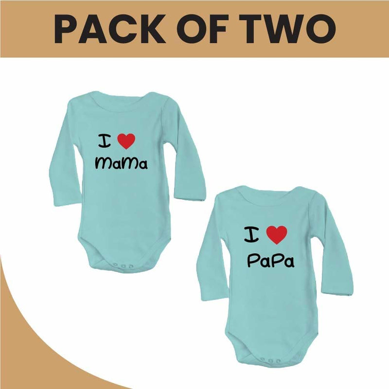 Pack of 2 Unisex Baby Romper with Mama and Papa Printed Design for Newborns,Infants, Toddlers Full Sleeve Jumpsuit Snap Closure for Easy Diaper Changes Ideal for Baby Shower