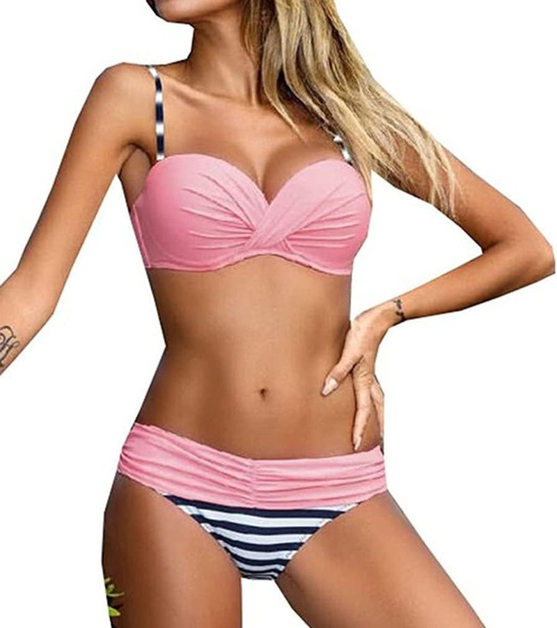 Lukitty Women's Push Up Two Piece Bikinis Swimsuits Padded Bathing Suit Swimwear