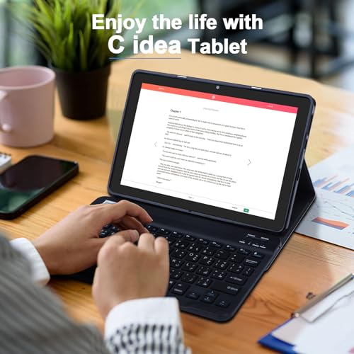 C idea 10 inch Tablet, Android 12.0 Tablet 8GB RAM? ROM Storage 8MP? Cameras 10000mAh Battery Dual SIM Slot 800x1280 IPS HD Touchscreen Tablet PC with Case&Keyboard/WIFI/5GLTE CM7800(Purple)