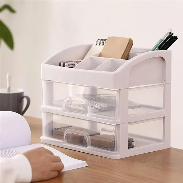 ALOXE Cosmetic Organizer Box Drawers Storage Plastic Stationary Box | Make Up Organiser For Women