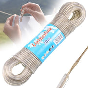 Fentar 30m Washing Line Rope,Heavy Duty Clothes Line Steel Core, Strong String 4mm Dia Clotheslines, Long Clothes Lines for Outside Garden Travel, Rustproof and Waterproof Washing Lines, 120kg LC