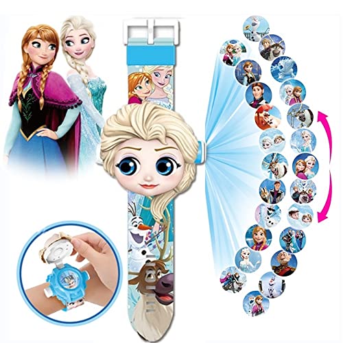 BBYY Children's Watch With Projector - 3D Doll Watch Flip, Outdoor Sports Toys, Digital Display, Adjustable Strap - Birthday Gift for Boys and Girls (Frozen)