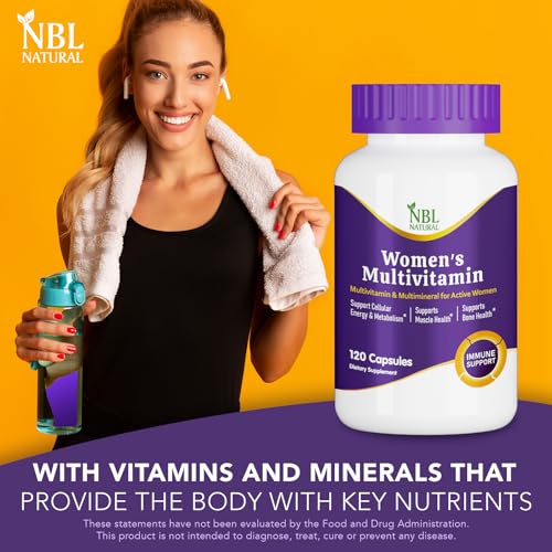 NBL Natural Women's Multivitamin, 120 Capsules, Supports Energy, Muscle, Bone Health, Immune Support