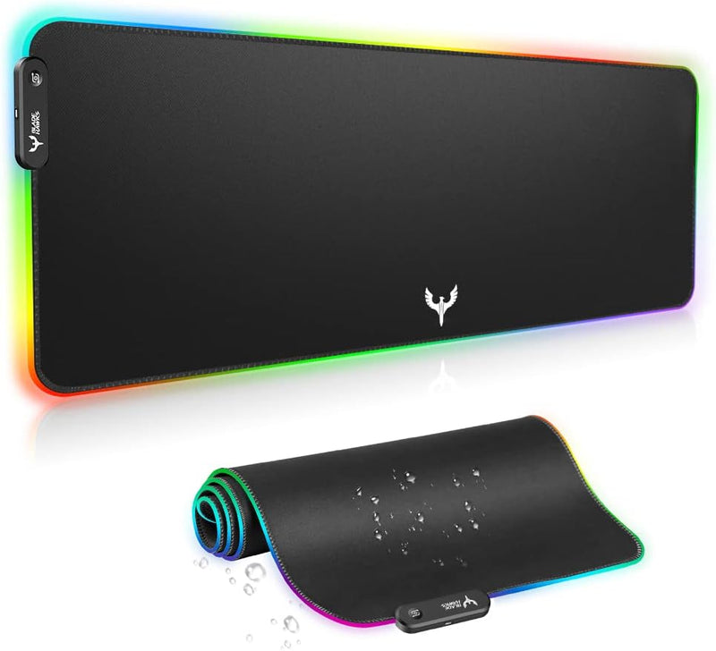Blade Hawks RGB Gaming Mouse Pad, Extra Large Soft Led Extended Mouse pad (10 Lighting Modes), Non-Slip Rubber Base Computer Keyboard Pad Mat - 31.5 X 12 Inch (XXL-RGB - Black