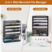 Wall File Organizer 5 Tier Metal Mesh Wall File Holder, Vertical Magazine Rack with Bottom Flat Tray Pockets Nametag Label, Office Hanging Folder Paper Document Storage Mail Sorter Bin for Home School