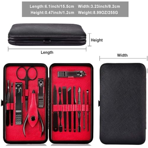 Generic Nail Clipper Set 15 In 1, Nail Swing Out Cleaner File Popular Gifts For Men & Women- Best Nail Care For Manicure Pedicure Home & Travel Manicure Set Red, Black, 11 X 7 X 2 Cm