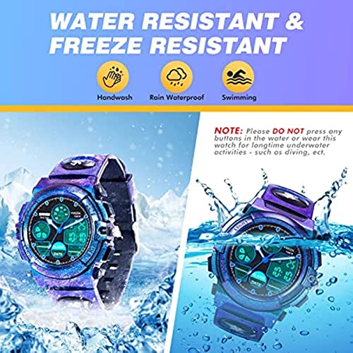 Sport Watch, Wrist Watches for Boys Girls Ages 5-12 Multifunctional Digital Sport Outdoor Chronograph Waterproof Alarm Calendar Analog Watches with Alarm Stopwatch
