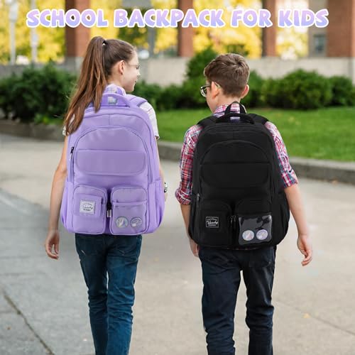 School Bags for Girls,VASCHY Cute Kids Backpack for Elementary Middle Schooler Teen Girls/Kids Travel with Clear Pin Pouch