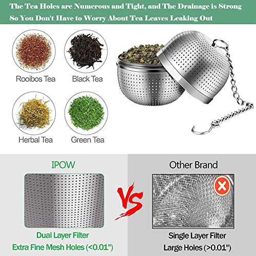 Azonee Tea Infuser for Loose Tea, Stainless Steel Tea Infuser Mesh Tea and Herb Ball Strainer, Tea Ball Strainers Infuser with Drip Trays, for Loose Leaf Tea, Herbal Tea, Mugs Teapots Spice(2 Pcs)