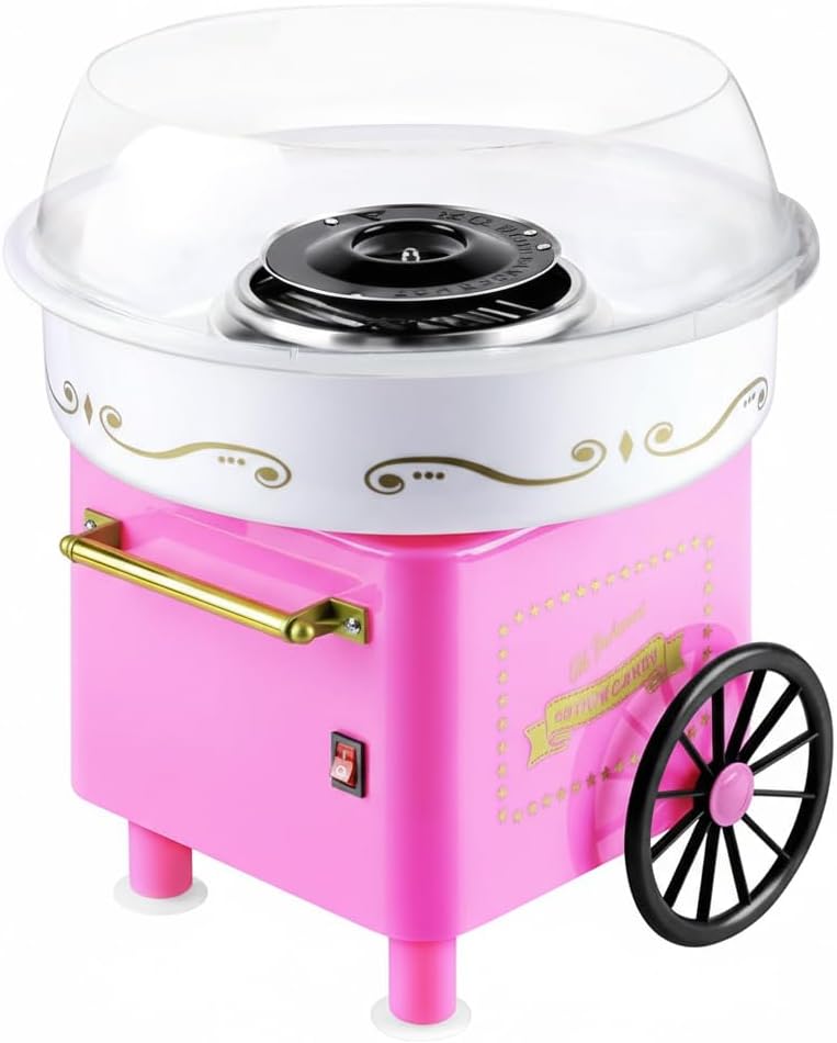 Cotton Candy MakerVintage Countertop Machine for Hard Candy & Flossing SugarEasy DIY Mini Cotton Candy Machine for Kids & Parties Pink
