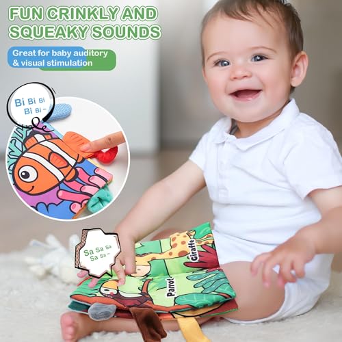 2PCS Soft Sensory Tummy Time Toys for Infants - Crinkle Cloth with Engaging Textures, Ideal Learning Stroller Toys for Newborns Aged 6-12 Months