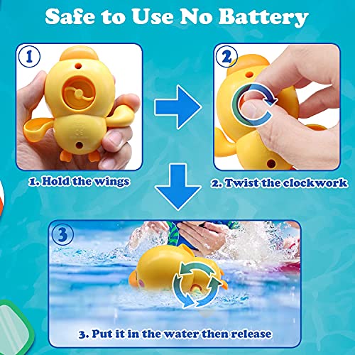 ELECDON 3Pcs Bath Toys for 1-5 Year Old Boy Girls Gifts,Wind-Up Bathtub Baby Bath Toys for 3-6 Toddlers, Swimming Pool Water Toys for Kids Ages 2-7 Birthday Gifts