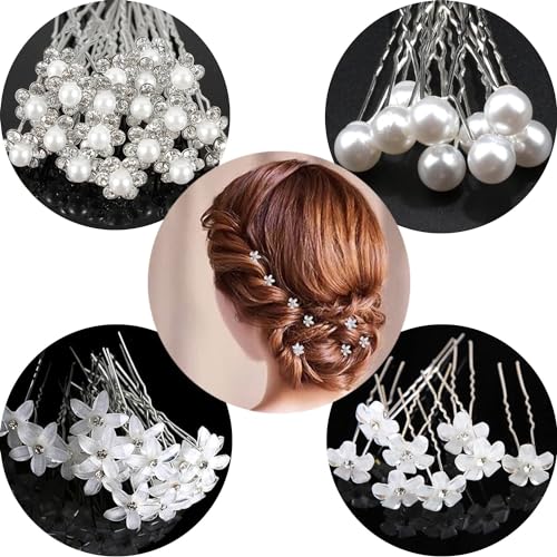 KOWVOWZ 20Pcs Pearl Hair Pins Bridal Hair Pins Wedding Hair Pins Flower Hair Pins for Women Wedding Bridesmaid Hair Accessories for Women Girls Wedding Ball