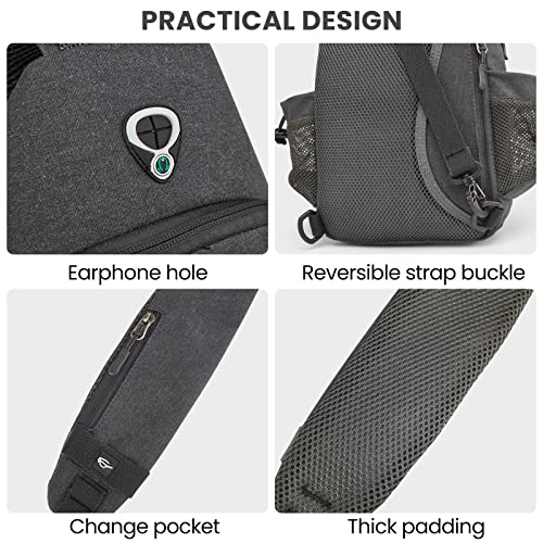 G4Free Canvas Crossbody Sling Bag Hiking Daypack Chest Backpack with USB Charging Port and RFID Blocking for Women Men