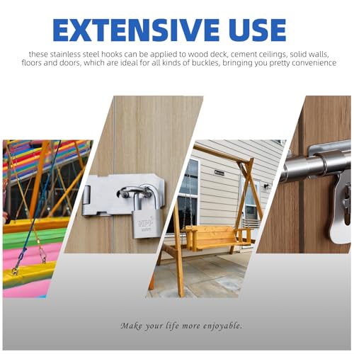 Glarks 36pcs M5 Stainless Steel Pad Eye Plate Hook Kit, Diamond Eye Plate U Hooks Heavy Duty Ceiling Hooks and Carabiner Clips Snap Hook for Ceiling and Mounting Hanging Hardware