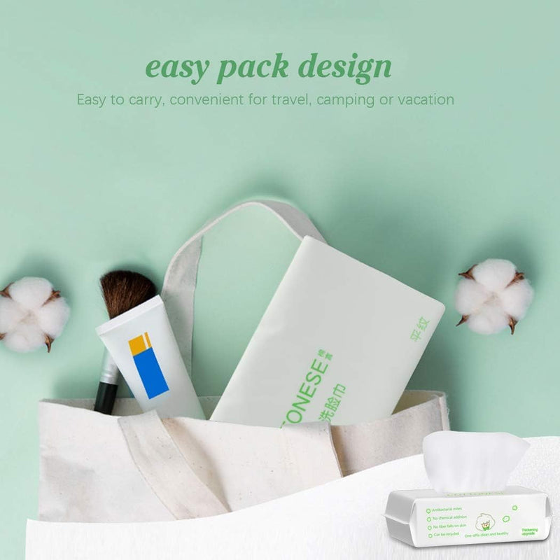 Mumoo Bear Disposable Face Towel Facial Cotton Tissue Pure Cotton Dry Wipes Soft Makeup Remover Towel for Sensitive Skin Portable (70 Counts)