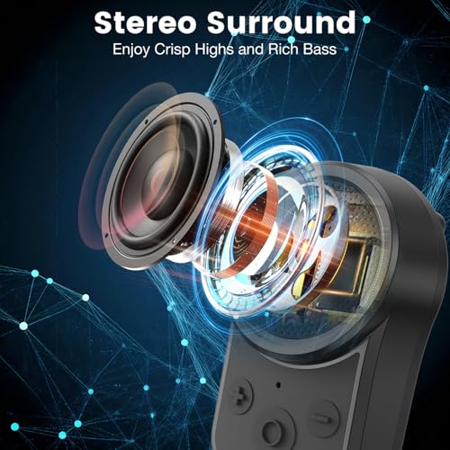 VkingMoR Wearable Wireless Speaker (Updated Version), Clip-On Wireless Pro Water-Resistant Portable Speaker (Non-Magnetic) Outdoor Black