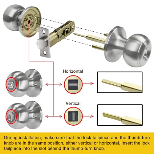 CML Hardware Keyed Entry Door Knob Set, Entrance Door Lock in Solid Stainless Steel for Exterior and Interior, Round Ball Handle, 1 Pack