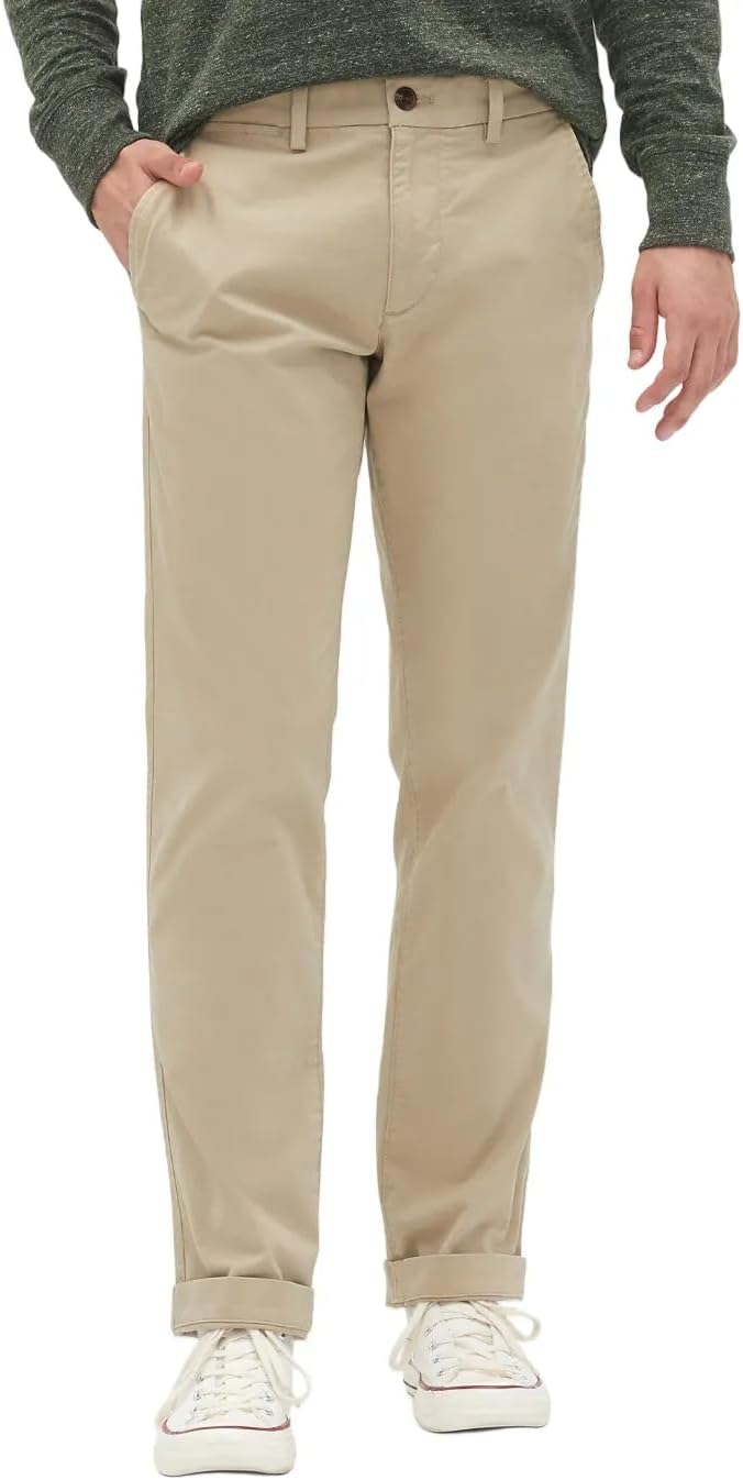 mens V-essential Khaki Straight Fit Khakis - Iconic Khaki